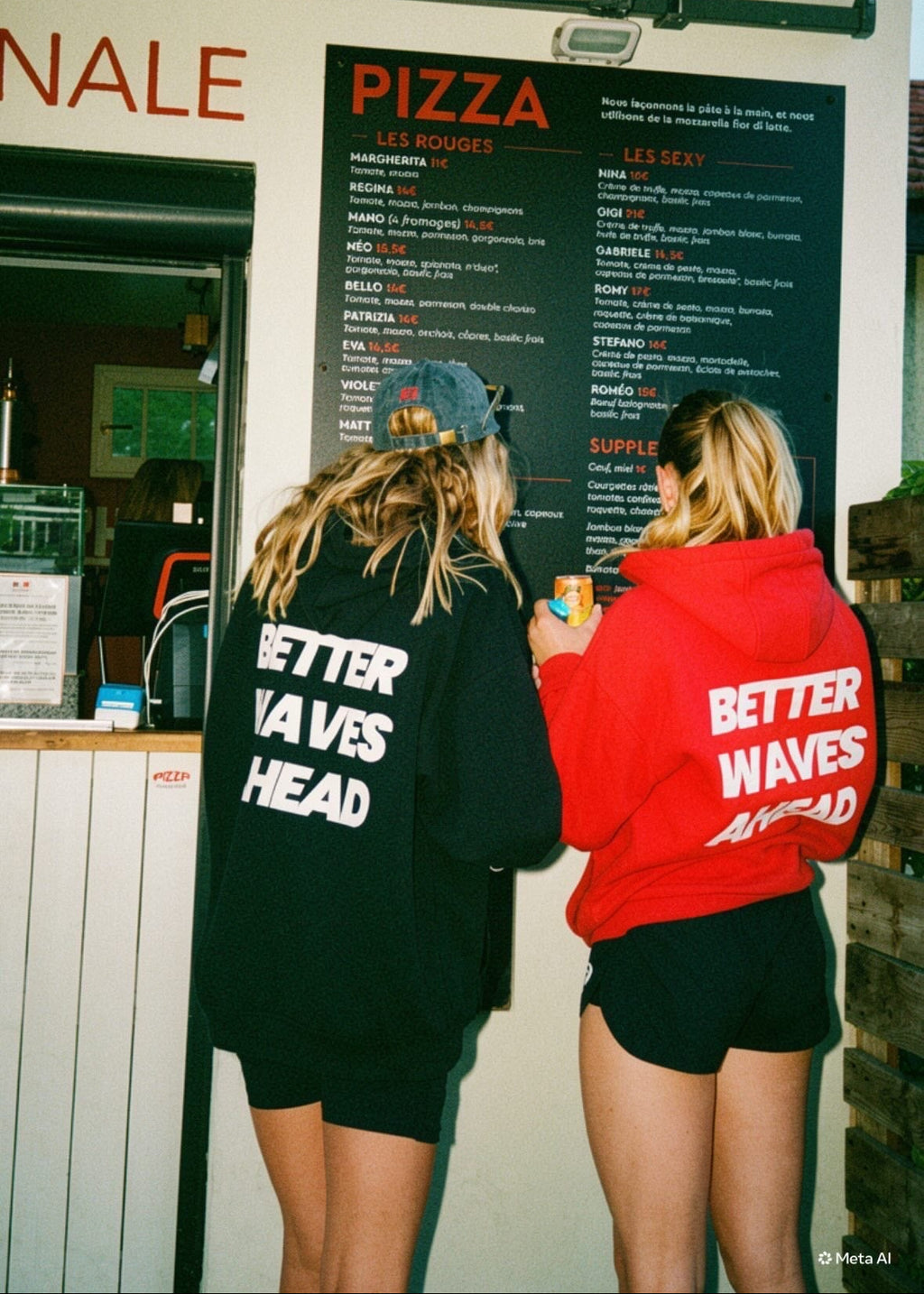 HOODIE ROUGE - BETTER WAVES AHEAD